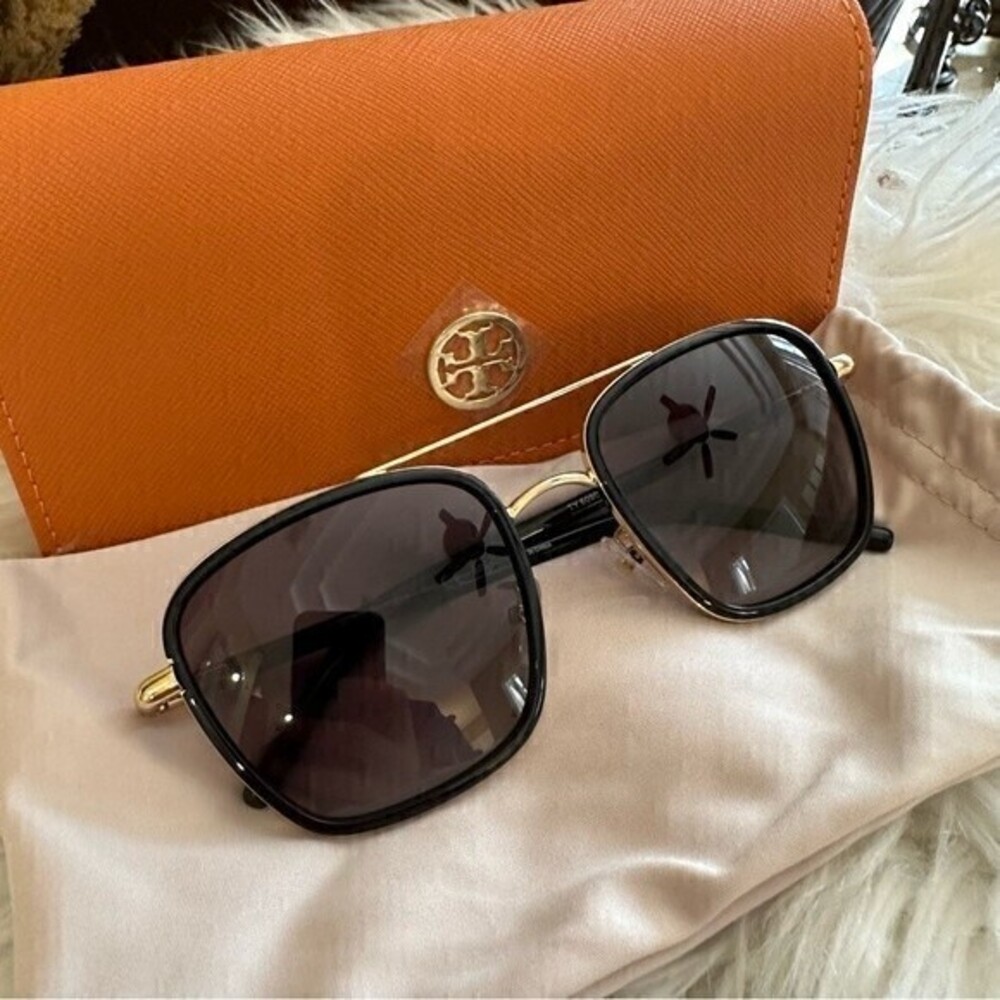 Tory Burch Women's Fashion 53mm Shiny Gold Black Sunglasses